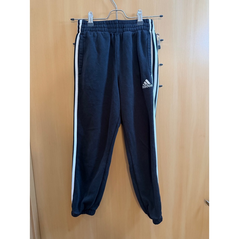 Adidas Kids Black White 3-Stripe Joggers Sweatpants Size 8 Regular Fit Standard